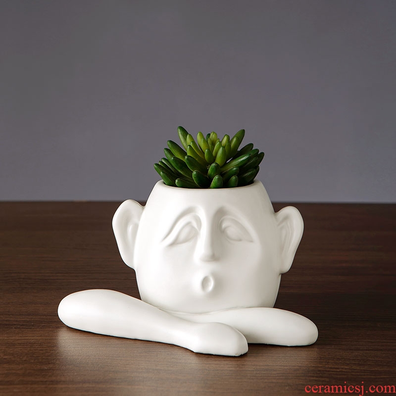 European white porcelain face vase I sitting room creative flower arranging, home furnishing articles face flower implement