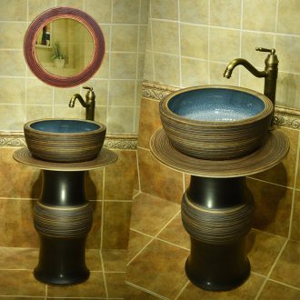 Ceramic lavatory basin bathroom column vertical integrated sink pillar type is suing balcony sink