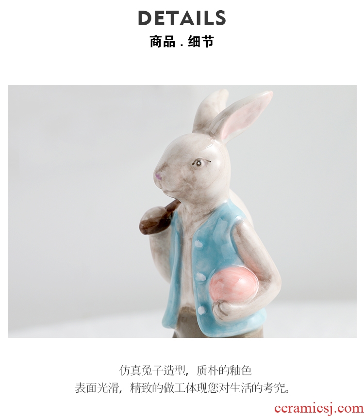 Nordic sitting room furnishing articles, creative and lovely picking rabbit TV ark, porch ceramic small ornament gift ornament