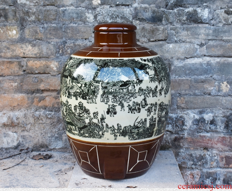 Jingdezhen ceramic jars 10 jins with leading domestic 20 jins mercifully wine jar archaize sealed mercifully liquor to save it