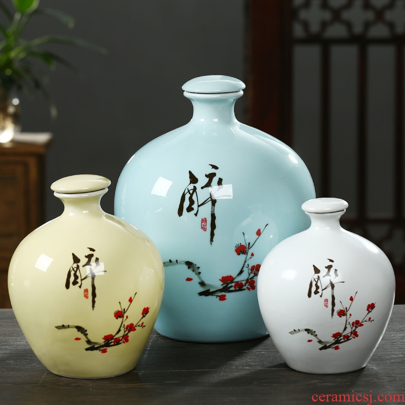 Jingdezhen ceramic jar empty wine bottles of household hip bottle wine liquor bottle seal 10 jins 5 jins of 3 kg