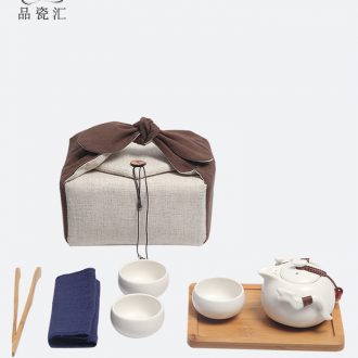 Kung fu tea sets a pot of three cups of crop package ceramic portable travel tea set a pot of three cups of dry tea tray