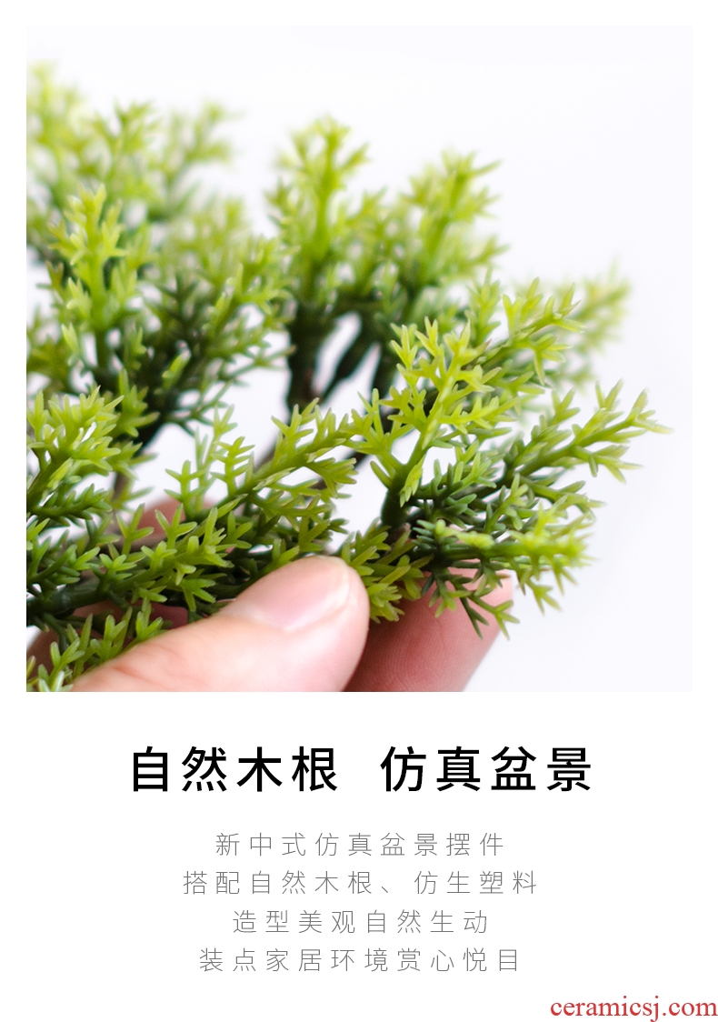 Tao fan home guest - the greeting pine furnishing articles sitting room porch simulation ceramics miniascape of new Chinese style household soft outfit green plant adornment