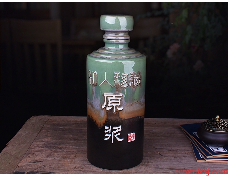 Jingdezhen ceramic bottle 5 jins of with the household mercifully hip archaize jar sealing installed the empty bottles