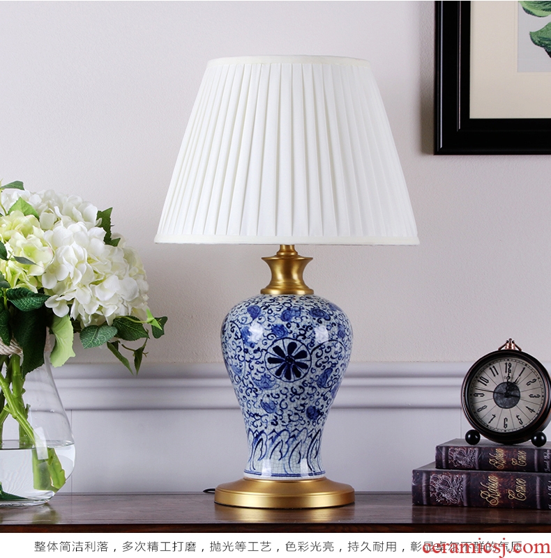 New Chinese style hand - made porcelain ceramic desk lamp sitting room villa decoration to the hotel club soft outfit collocation of bedroom the head of a bed