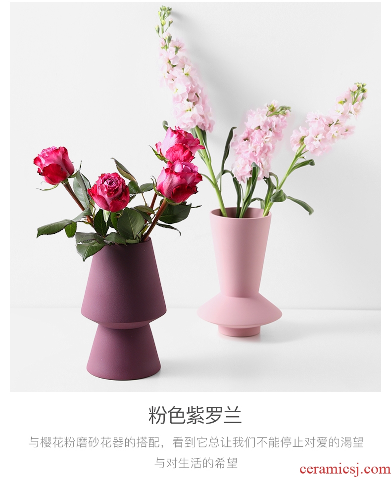 I and contracted light key-2 luxury furnishing articles designer morandi ceramic vase craft art of flower arranging soft outfit decoration