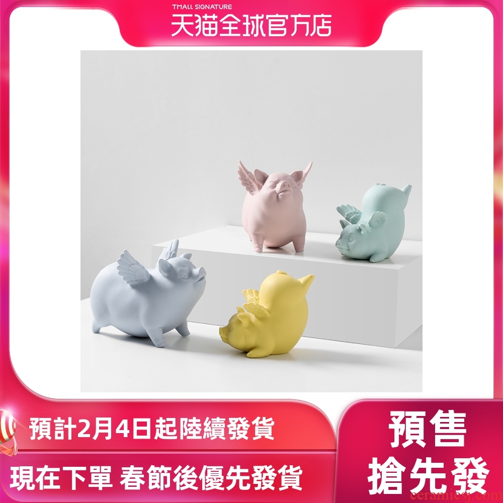 [directly] jingdezhen ceramic biscuit firing color mud Nordic marca dragonfly pig furnishing articles creative sitting room place adorn article