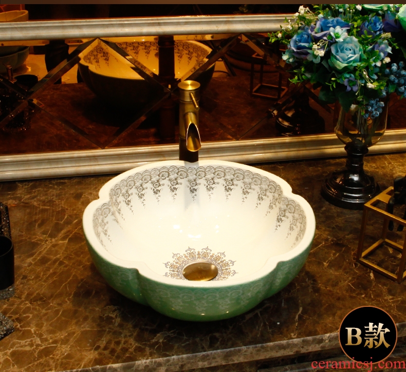 The stage basin American round art basin of new Chinese style restoring ancient ways ceramic face basin bathroom sinks The pool that wash a face to wash your hands