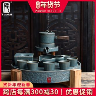 Tao fan coarse pottery stone mill semi automatic kung fu tea sets tea tray ceramic dry terms package mail of a complete set of restoring ancient ways