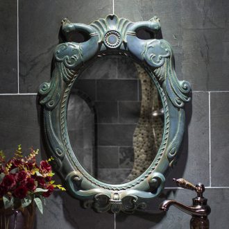 Chinese style antique mirror hanging in the bathroom mirror bathroom toilet bathroom mirror bathroom cosmetic mirror high temperature ceramic picture frame