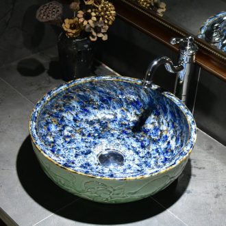 Ceramic toilet lavatory basin bathroom art stage basin carved deep green lotus lavabo household