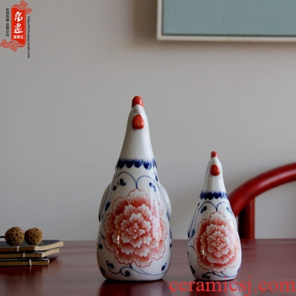 Jingdezhen ceramics craft porcelain propitious to chickens zoo ceramic household porcelain desktop see colour furnishing articles