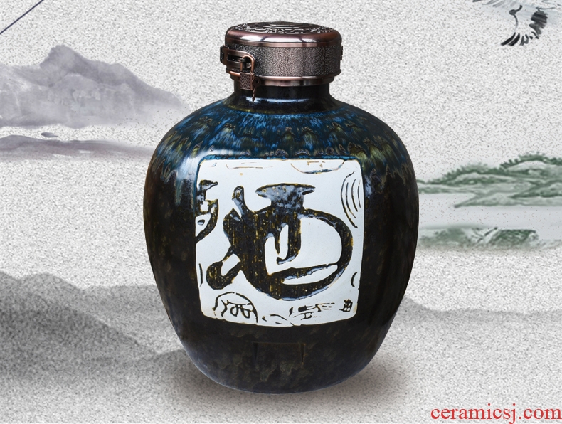 Jingdezhen ceramic wine wine jar cylinder 10 jins 30 jins of archaize 20 jins bottle home hip flask 50 kg pot