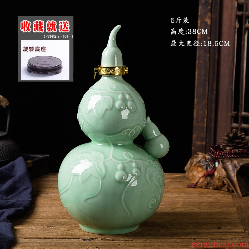 Jingdezhen ceramic bottle 1/5/10 catty 2 jins gourd wine sealed jars hip household adornment the empty bottles