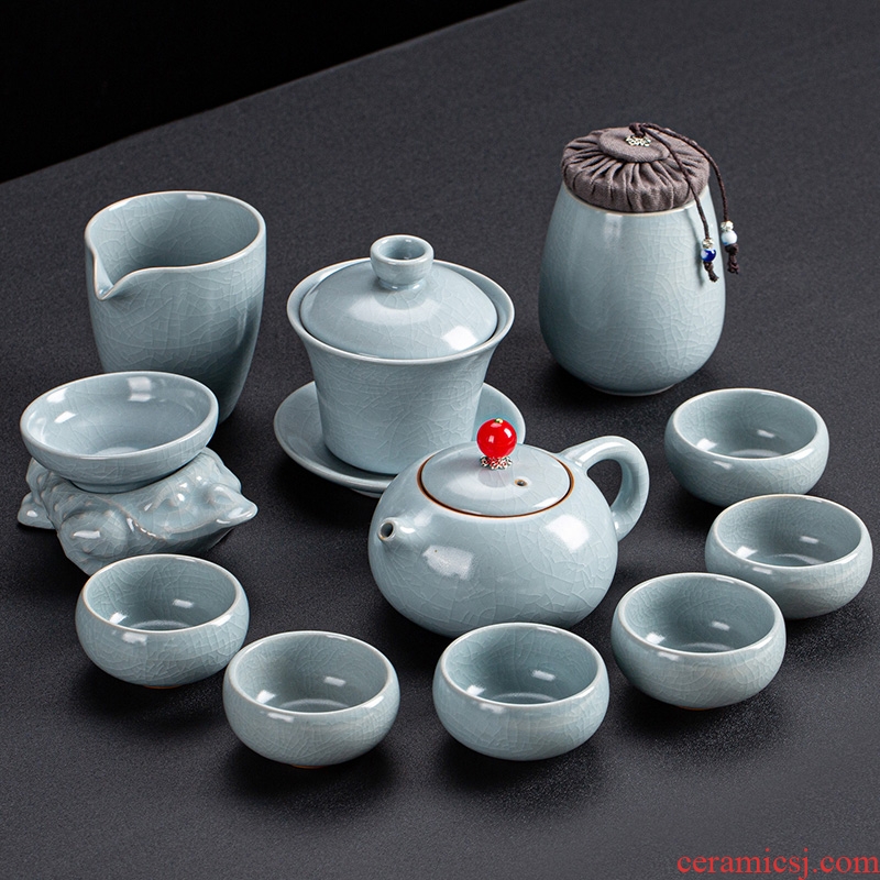 Restore ancient ways your up kung fu tea set home a whole set of ceramic tea ice crack side contracted the lid to use