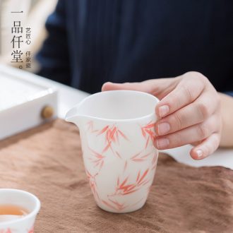 Yipin # $contracted hand - made ceramic portion bamboo justice cup tea ware individual household white porcelain kung fu tea set size