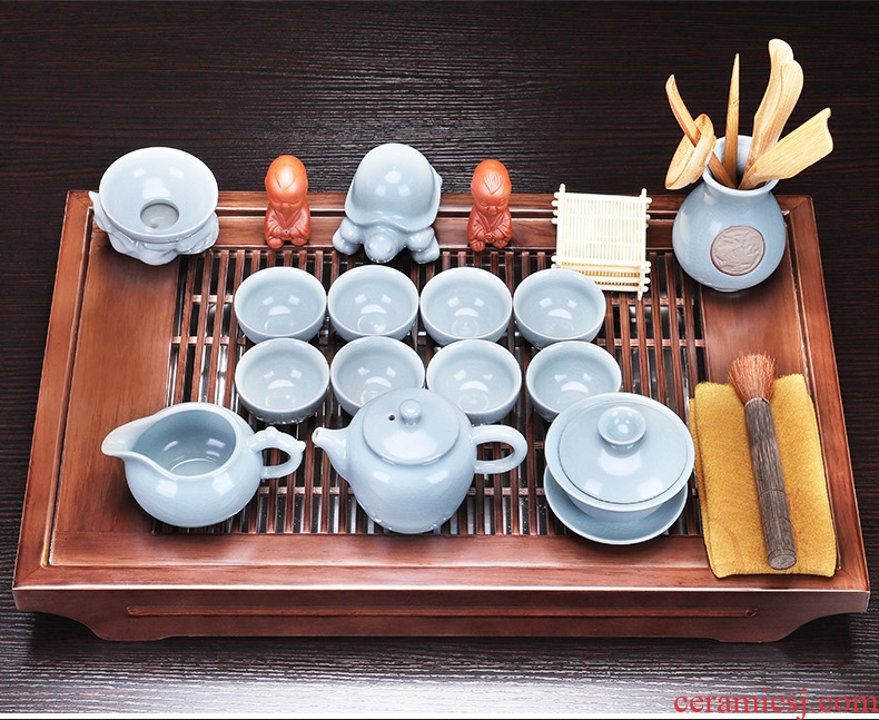 Tang Xian your up tea set solid wood tea tray tea sea water type household ceramics kung fu tea, tea accessories