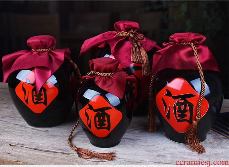 Jingdezhen ceramic bottle 1 catty home empty wine bottle 5 jins of 10 jins mercifully wine wine jar jar sealing 2 jins