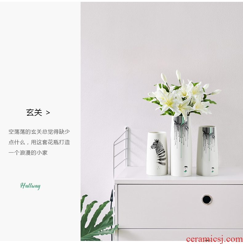 Small pure and fresh and vase is I and contracted ceramic vases, living room table flower arranging the dried lily home furnishing articles