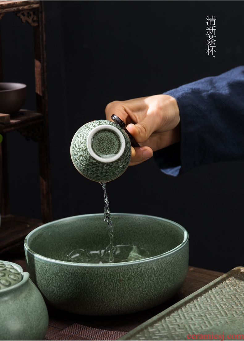Creative half automatic lazy tea set suit household atone kung fu tea cups office ceramic teapot tea tray