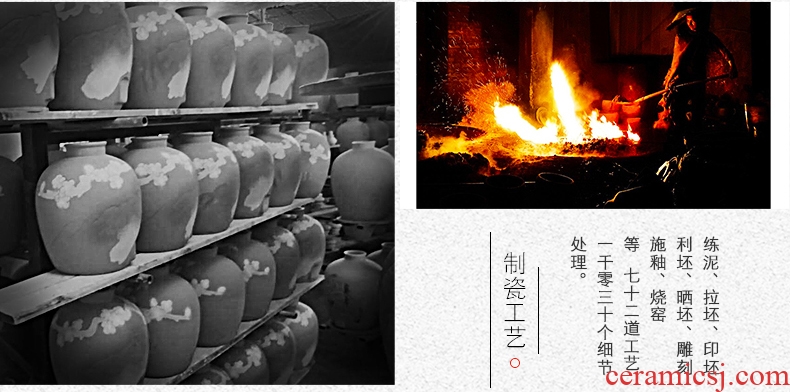 Jingdezhen blue and white wine VAT archaize ceramic jars seal 10 jins home outfit jar 50 pounds empty beer as cans