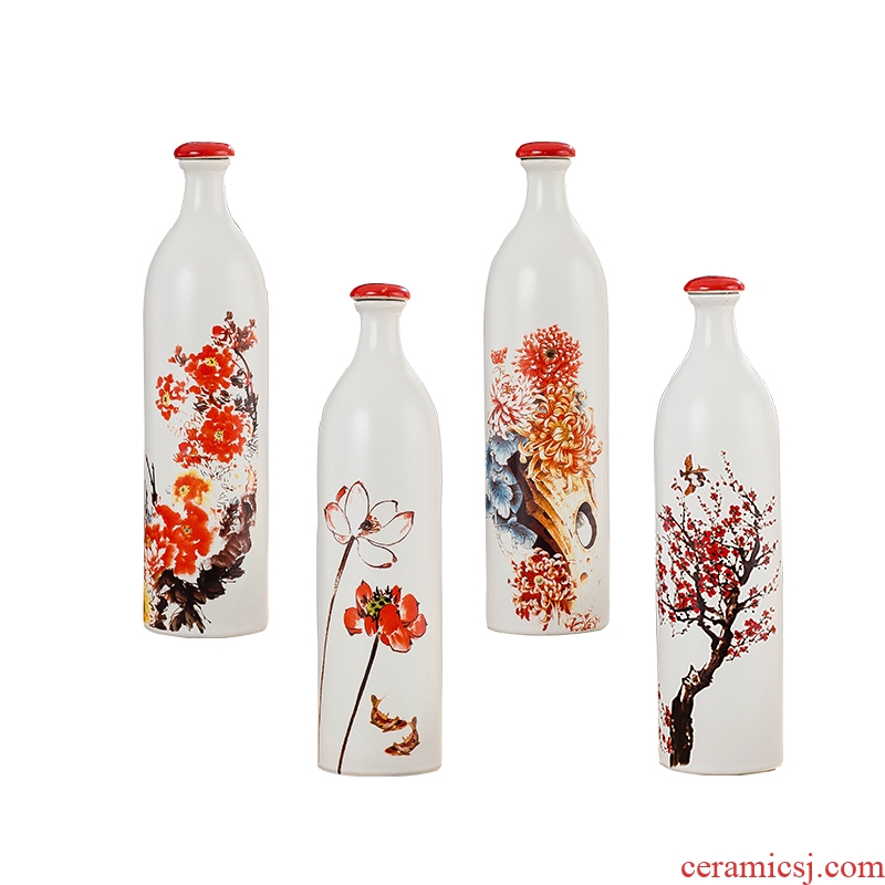 Jingdezhen ceramic bottle wine jars 1 catty put a kilo creative bottles liquor bottle vases decorative furnishing articles