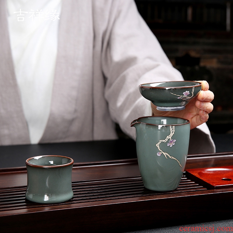 Auspicious edge up tire iron ceramic kung fu tea set) single tea accessories filter tea saucer home screen