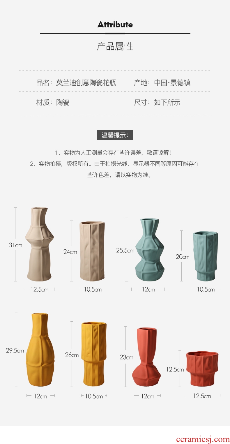 Nordic contracted style, creative home furnishing articles contracted sitting room ceramic vase household adornment dried flower vase