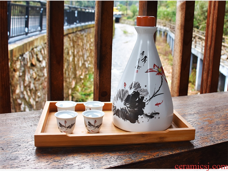 Jingdezhen ceramic bottle suit household gifts hip flask 2 jins with empty bottles with glass mercifully it gift box