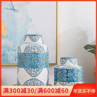 Jingdezhen ceramic furnishing articles creative household adornment handicraft decoration TV ark with cover sealed jar storage tank