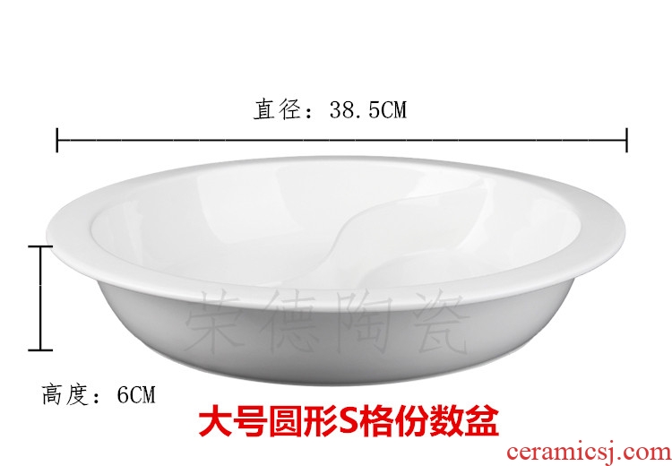 Special package mail white ceramic parts by basin buffy furnace tank buffet display rounded rectangular plate of food