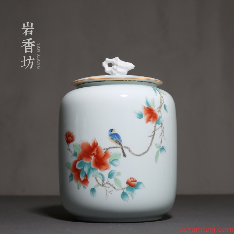 YanXiang fang rich tea canister sealing ceramic blue white porcelain POTS large