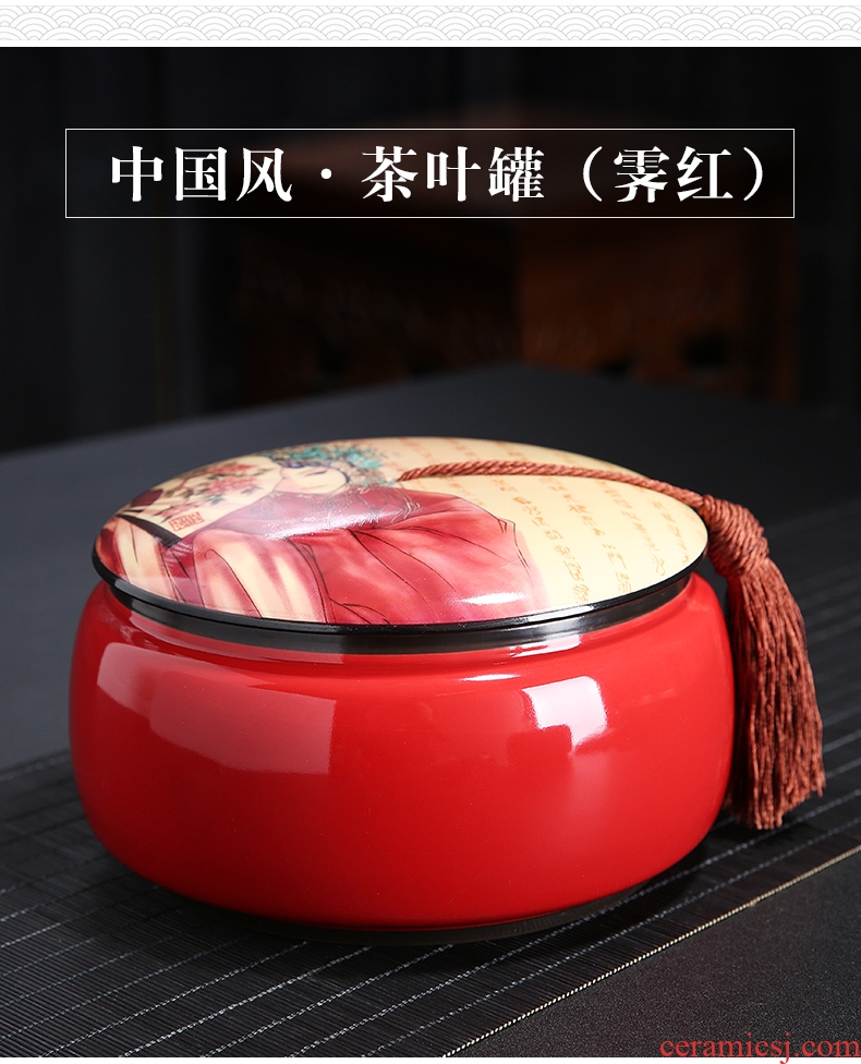 Traditional Chinese medicine differentiated bi-facial mask powder ceramic pot of large and medium size seal pot Chinese wind restoring ancient ways puer tea boxes moistureproof caddy fixings