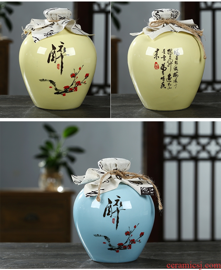 Jingdezhen ceramic jar empty wine bottles of household hip bottle wine liquor bottle seal 10 jins 5 jins of 3 kg