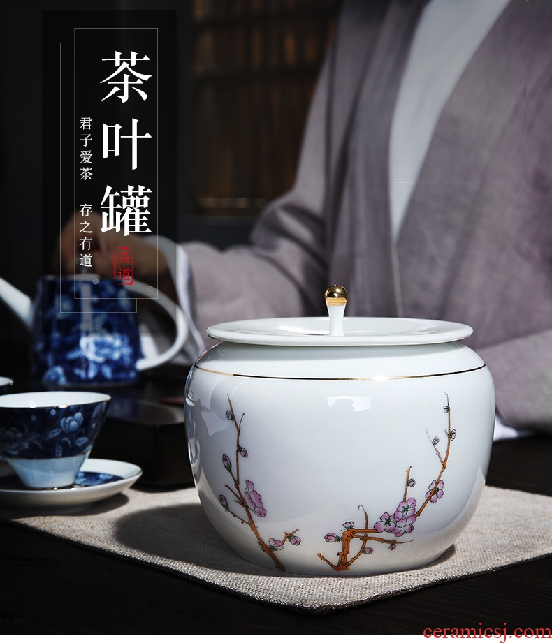 Auspicious edge in dehua white porcelain tea pot of ceramic jade porcelain, moistureproof household by patterns sijunzi storage POTS