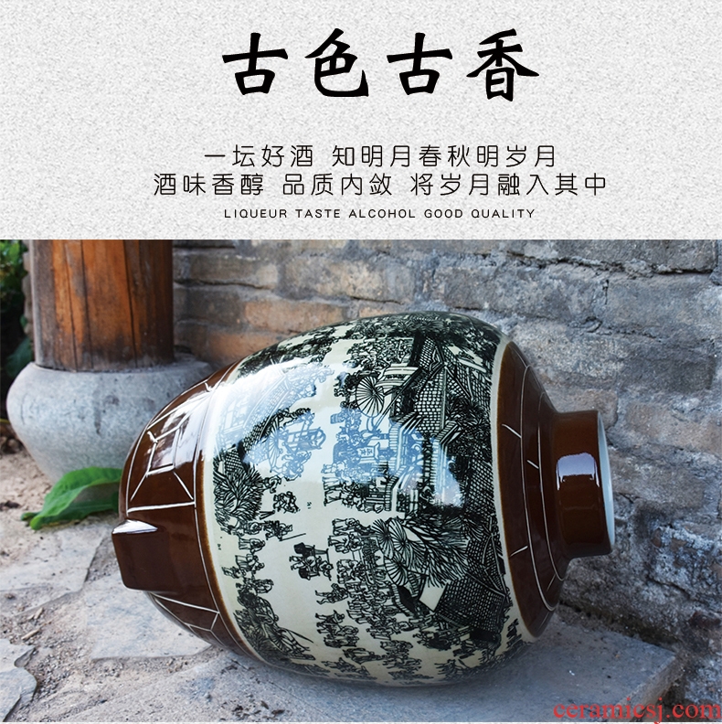 Jingdezhen ceramic jars 10 jins with leading domestic 20 jins mercifully wine jar archaize sealed mercifully liquor to save it