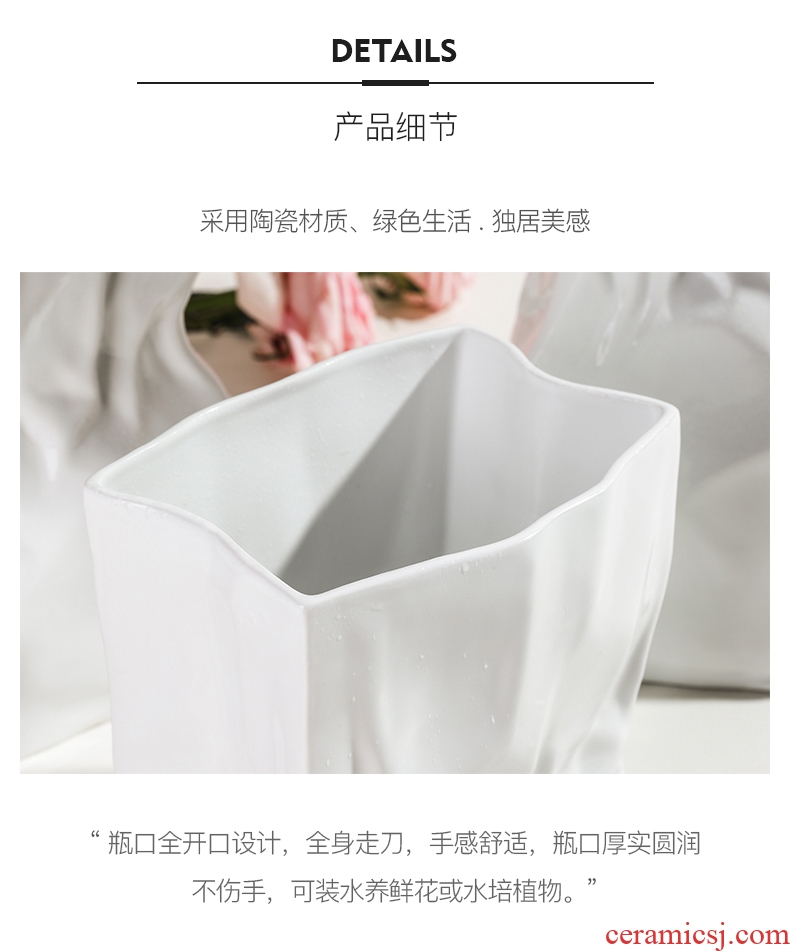 A Fold the Nordic idea contracted art vase furnishing articles hydroponic flower implement living room TV cabinet ceramic flower arranging flowers