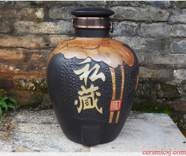 Jingdezhen ceramic jar mercifully wine 10 jins home it 20 jins seal wine jar of antique Chinese wine jars