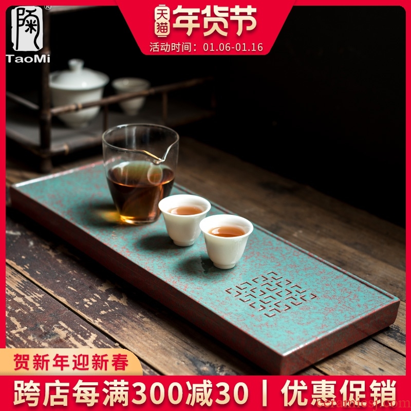 Tao fan ceramic Japanese tea tray drainage water dual - use disc household kung fu tea set simple rectangular small dry terms plate