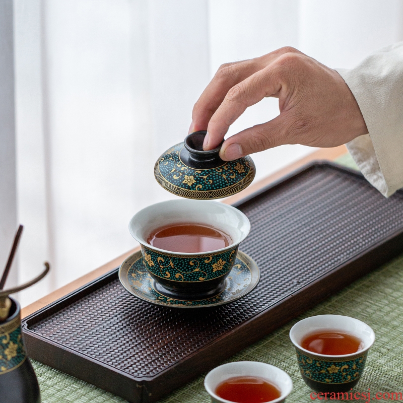 Quiet life only three tureen household kung fu tea set ceramic teapot teacup tea tea tureen item parts