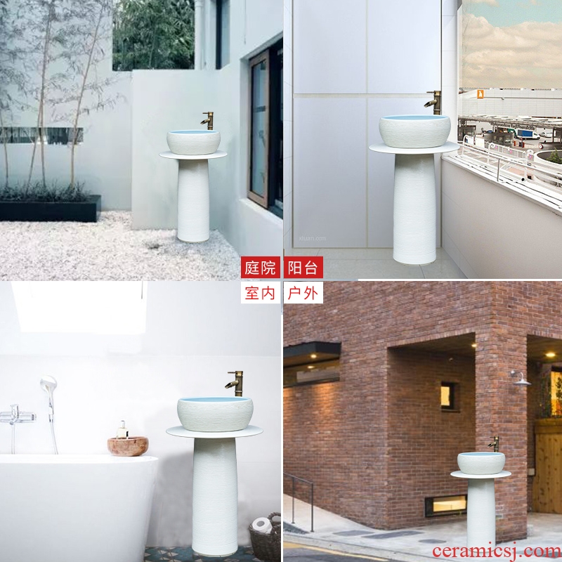 Pillar type lavatory north European is suing floor balcony sink ceramic garden bathroom sink