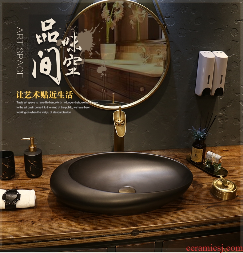 Creative stage basin sink black ceramic art basin elliptic toilet lavatory basin basin