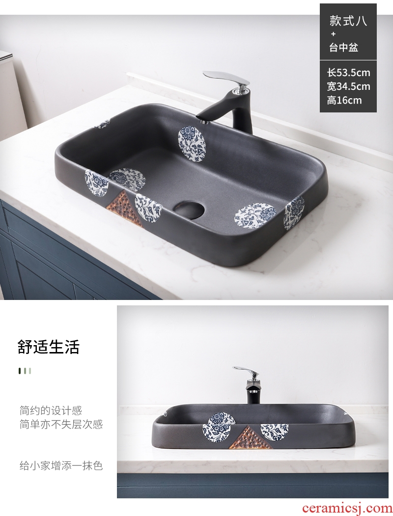 Taichung basin half embedded oblong and Mosaic lavabo ceramic hang basin half embedded art basin