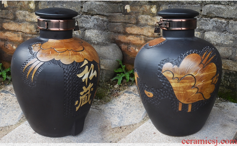 Jingdezhen ceramic jar mercifully wine 10 jins home it 20 jins seal wine jar of antique Chinese wine jars