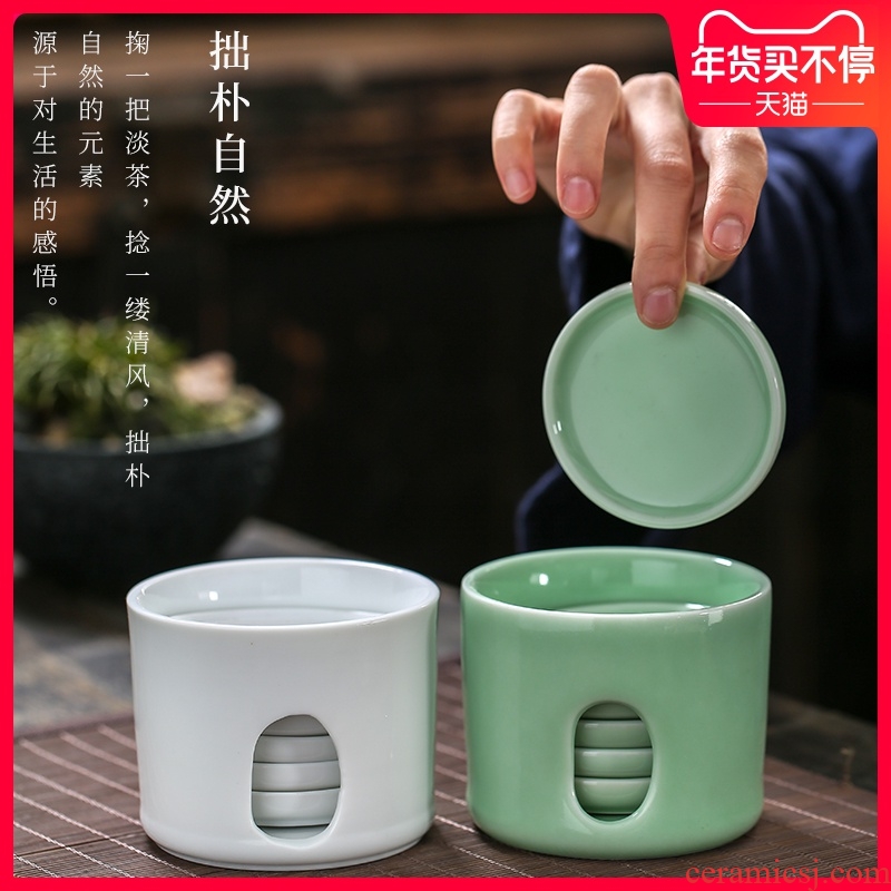 Joker 6 tablets celadon set of kung fu tea cup pad round tea saucer heat - resistant ceramic tea set tea accessories