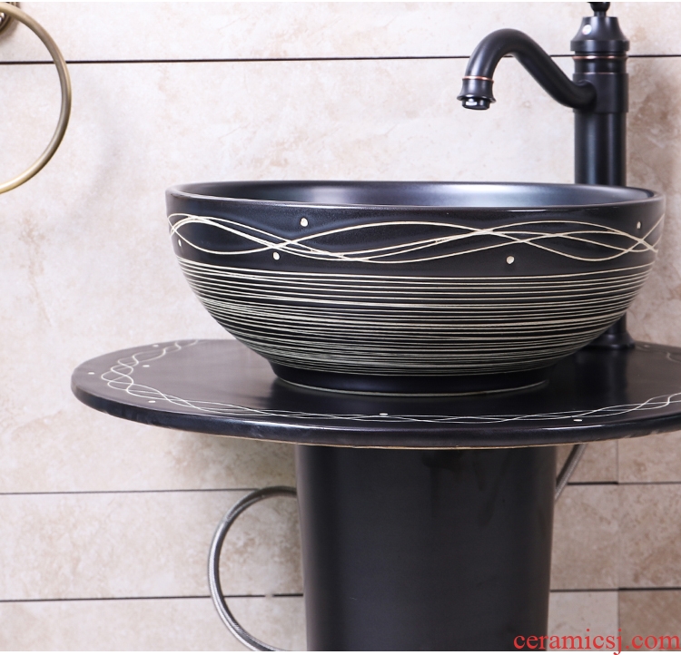 Ceramic sink basin small pillar type lavatory minimalist art on floor lavabo one - piece basin