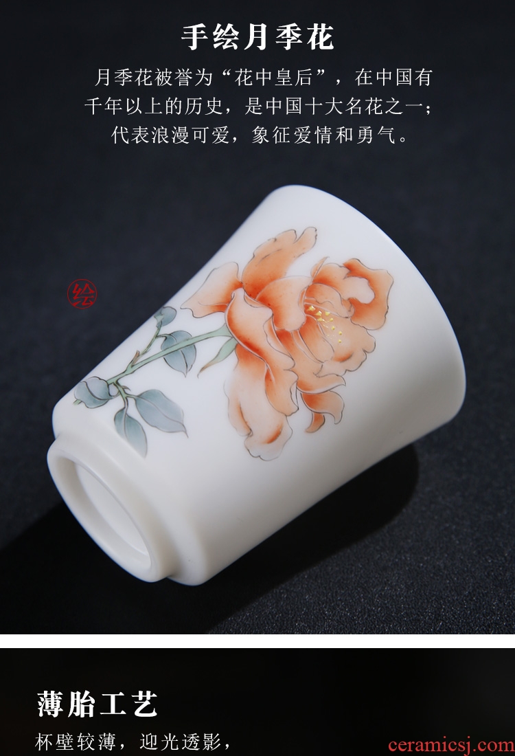 The Product single CPU dehua porcelain sink cup padding thin white porcelain, ceramic masters cup manual hand - made tea tea cup