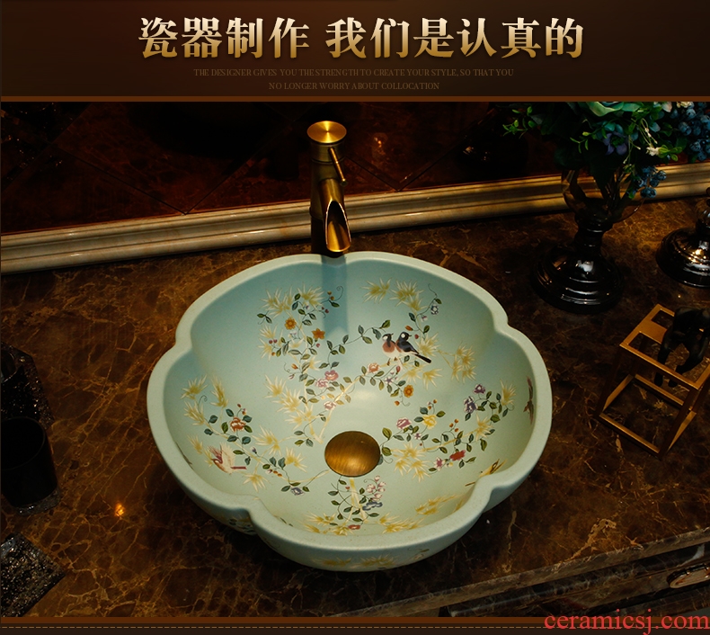 The stage basin American round art basin of new Chinese style restoring ancient ways ceramic face basin bathroom sinks The pool that wash a face to wash your hands