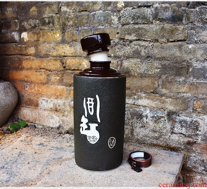 Jingdezhen ceramic bottle 5 jins of archaize home empty bottle jar sealing mercifully wine bottle wine pot brewing