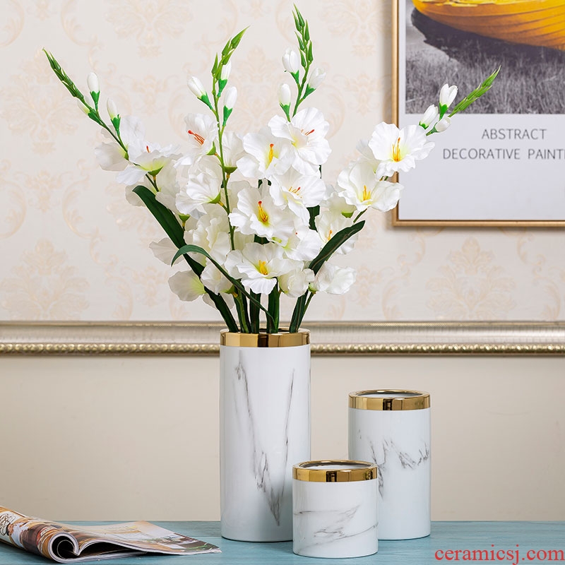 Imitation marble gold - plated flower modern flower arrangement furnishing articles home decoration ceramic dry flower flower floral arrangements